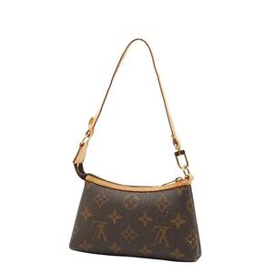 Louis Vuitton Pochette Leather Pouch Delightful Bag Monogram Brown